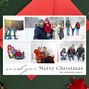 we wish you MERRY CHRISTMAS 6 Photo Collage Holiday Card