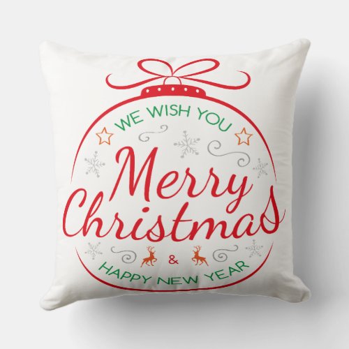 We Wish You Merry Christmas And Happy New Year Throw Pillow