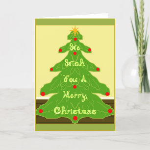 We Wish You Merry Christmas Fabric Font Tree Room Holiday Card
