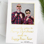 We wish you MERRY CHRISTMAS & GOLD NEW YEAR PHOTO Foil Holiday Card<br><div class="desc">***this design is part of a christmas holiday collection*** _______________________ this design template is fully editable and customizable by you the customer - click personalize further button if you with to move, add, delete or make major changes to the design _______________________ *if you have any DESIGN questions or need more...</div>