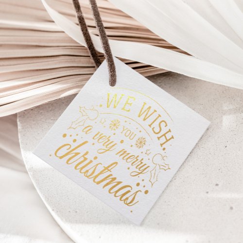 We Wish You Very Merry Christmas Script Gold Foil Favor Tags