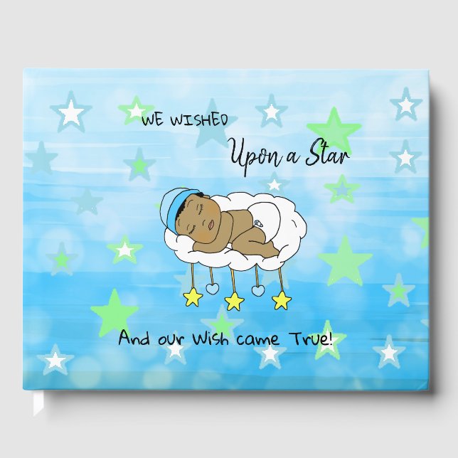 We Wished Upon a Star Boy's  Baby Shower Ethnic Guest Book (Front)