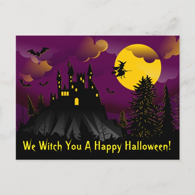 We Witch You A Happy Halloween Postcard (Front)