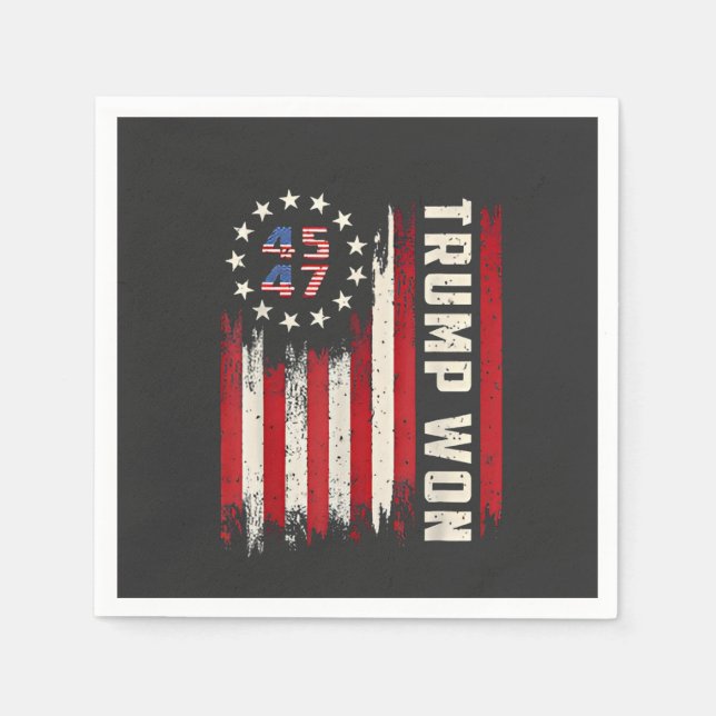 We Won TRUMP INAUGURATION American Flag  Napkins (Front)