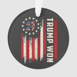 We Won TRUMP INAUGURATION American Flag  Ornament