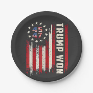 We Won TRUMP INAUGURATION American Flag Paper Plates