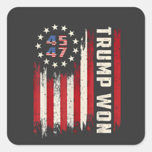 We Won TRUMP INAUGURATION American Flag  Square Sticker