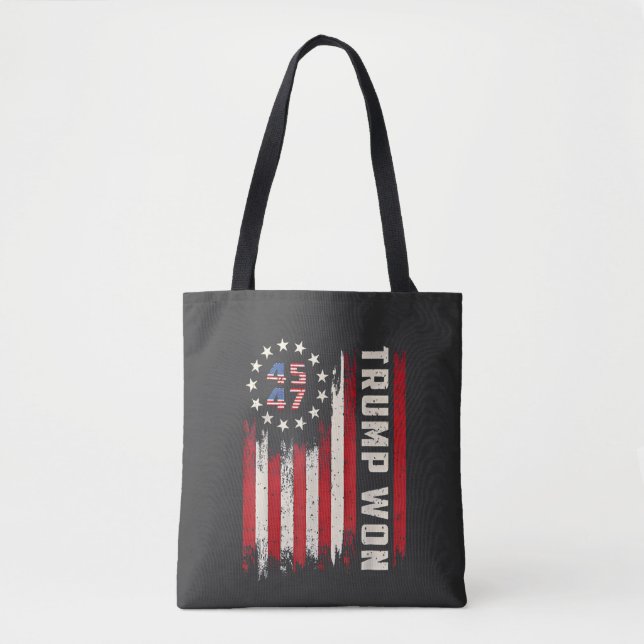 We Won TRUMP INAUGURATION American Flag  Tote Bag (Front)