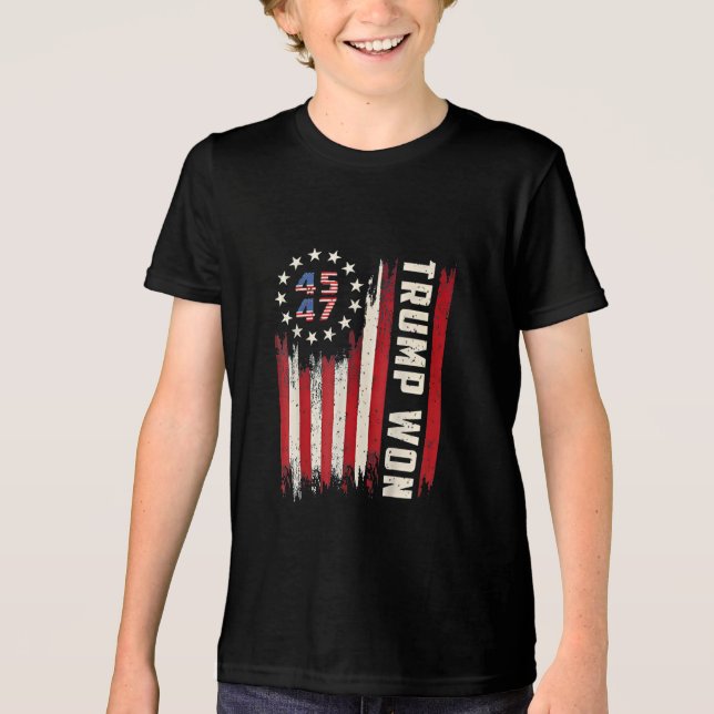 We Won TRUMP INAUGURATION American Flag  Tri-Blend Shirt (Front)
