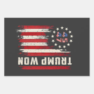 We Won TRUMP INAUGURATION American Flag Wrapping Paper Sheets