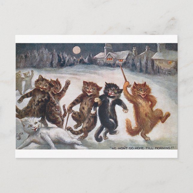 WE WON'T GO HOME TILL MORNING, Louis Wain Postcard (Front)