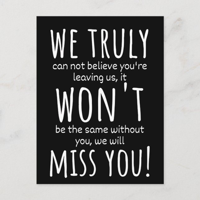 we wont miss yoU Postcard (Front)