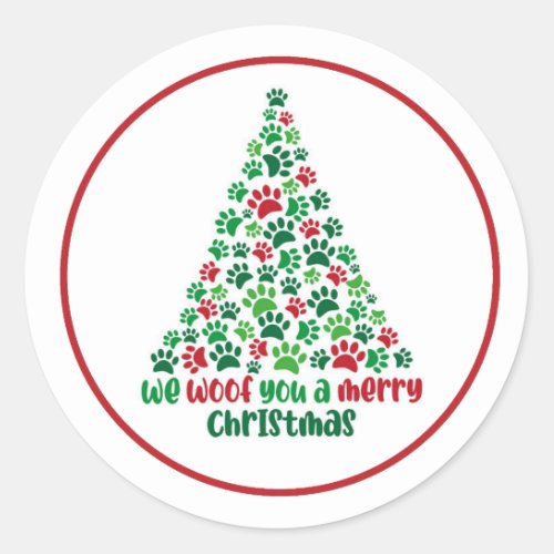 We Woof You A Merry Christmas Classic Round Sticker