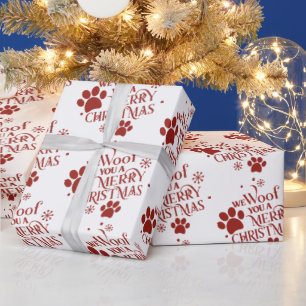 We Woof You a Merry Christmas Dog Wrapping Paper