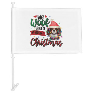 We Woof You a Merry Christmas - Funny Spaniel Dog Car Flag
