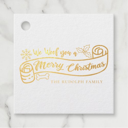 We Woof You A Merry Christmas Photo  Foil Favor Tags