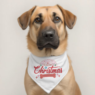 We Woof You A Merry Christmas Typography Design Pet Bandana Collar