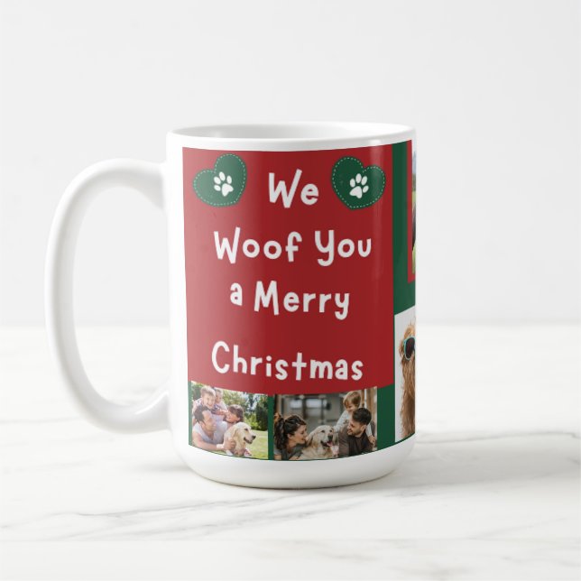 We Woof You Merry Christmas Family Pet Photo cute Coffee Mug (Left)