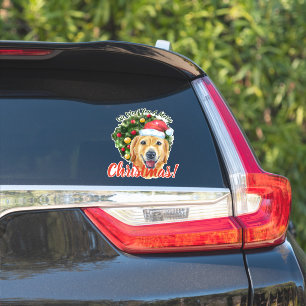 We Woof You Merry Christmas Golden retriever Sticker