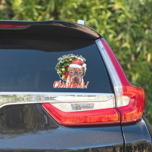 We Woof You Merry Christmas Shar pei with Glasses Sticker