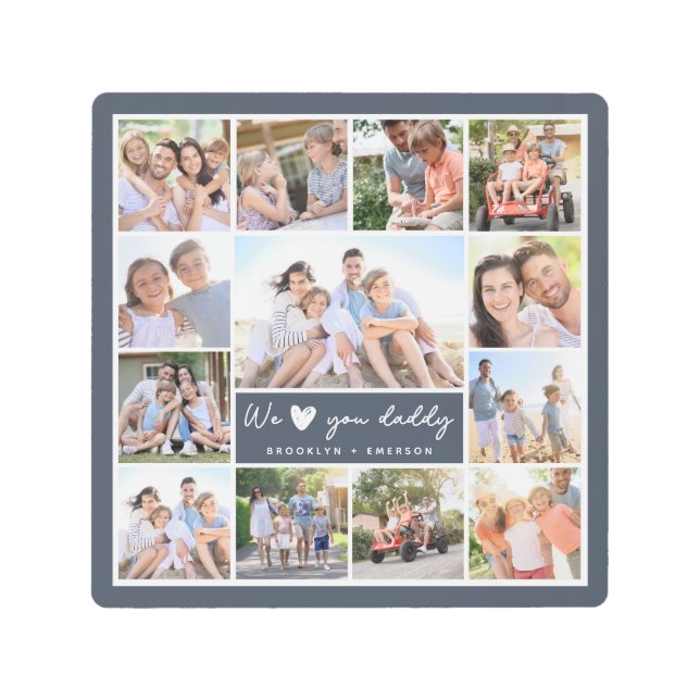 We ♥ You Daddy Photo Collage Square Metal Print (Front)