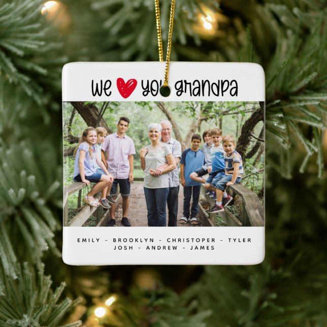 We ♥ You Grandpa Keepsake Photo  Ceramic Ornament (Tree)