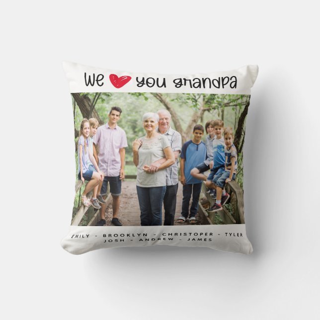 We ♥ You Grandpa Keepsake Photo Throw Pillow (Front)