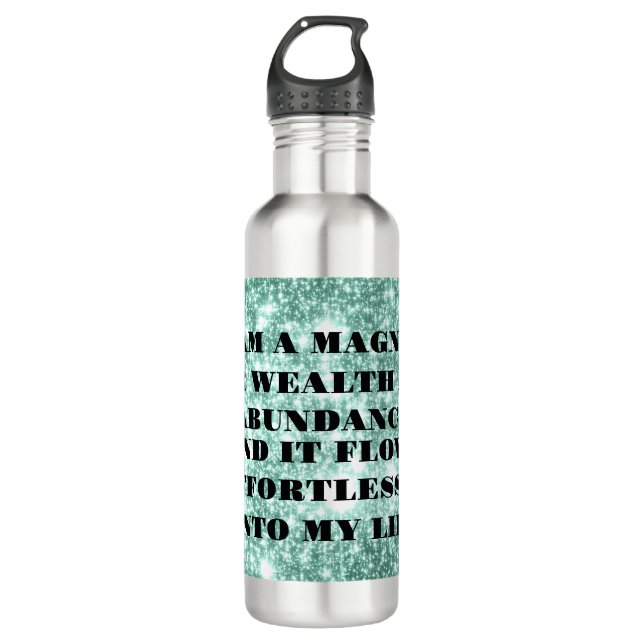 Wealth & Abundance Affirmation Stainless Steel Water Bottle (Front)