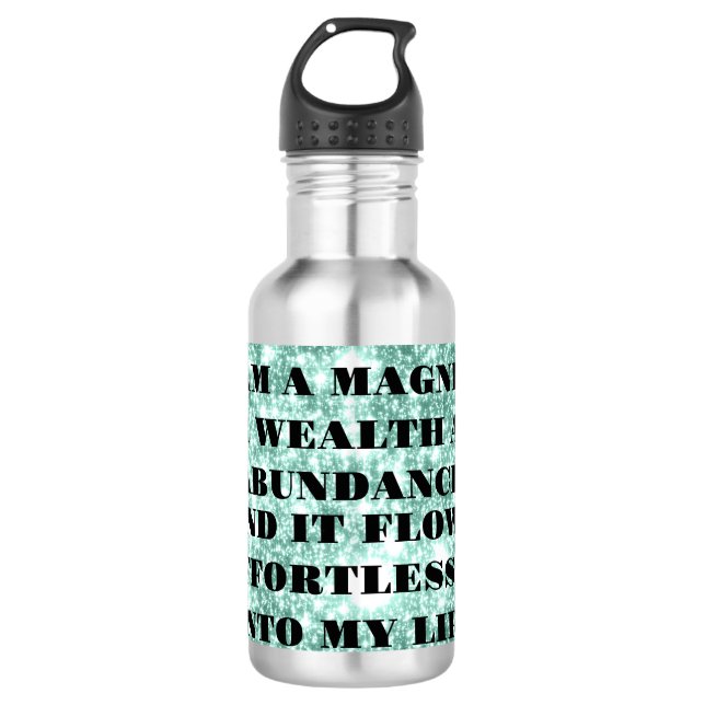 Wealth & Abundance Affirmation Stainless Steel Water Bottle (Front)