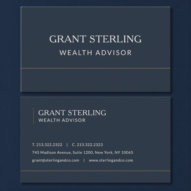 Wealth Advisor Navy Blue Professional Business Card (Creator Uploaded)