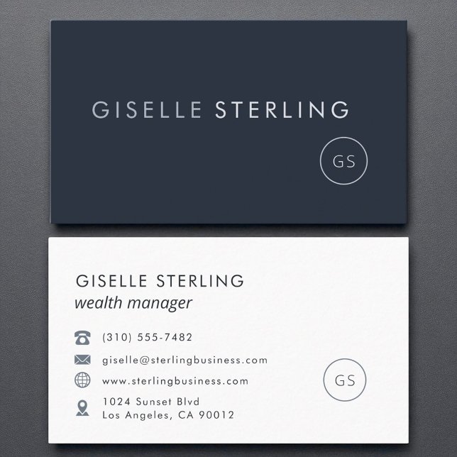 Wealth Manager Luxury Navy Blue Modern  Business Card (Creator Uploaded)