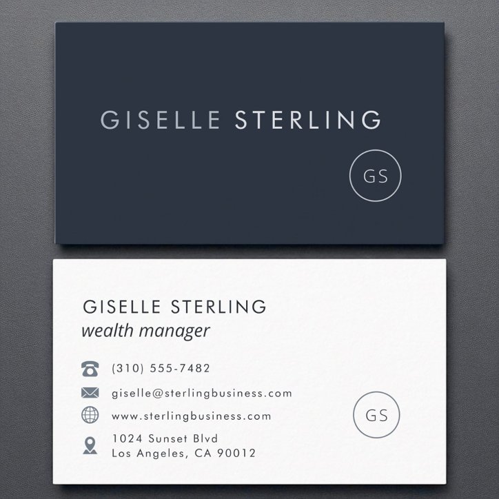 Wealth Manager Luxury Navy Blue Modern Business Card