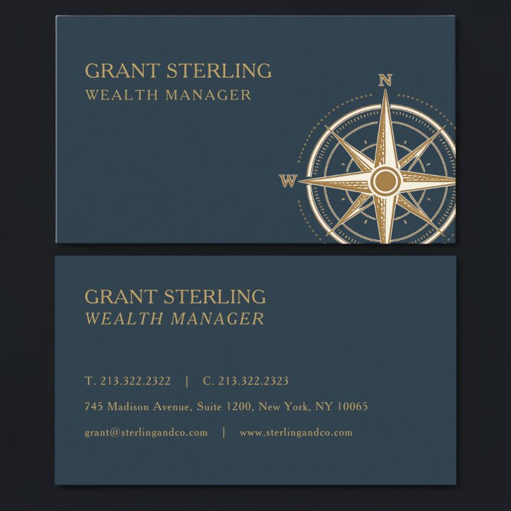 Wealth Manager Nautical Compass Professional Business Card
