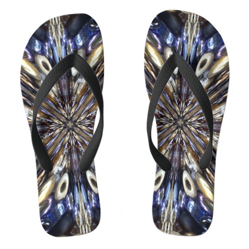 Wealth Of Seed Beading Abstract Pattern  Flip Flops