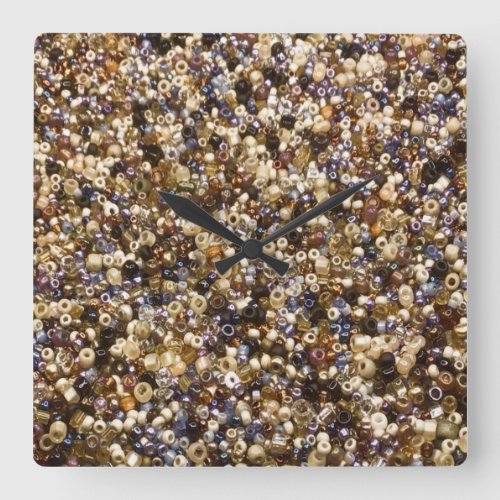 Wealth Of Seed Beads Square Wall Clock
