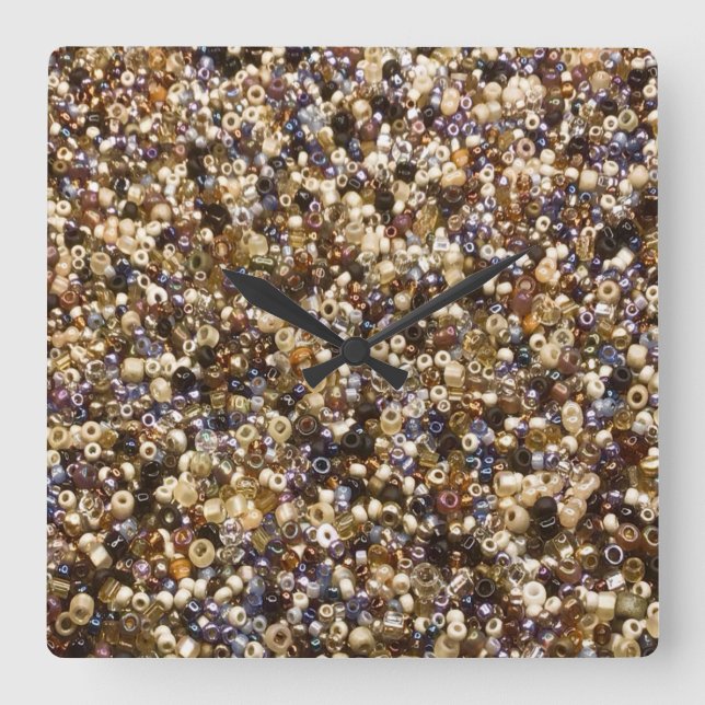 Wealth Of Seed Beads Square Wall Clock (Front)