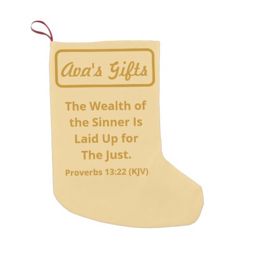 Wealth of the Sinner Is Laid Up for the Just Egg Small Christmas Stocking