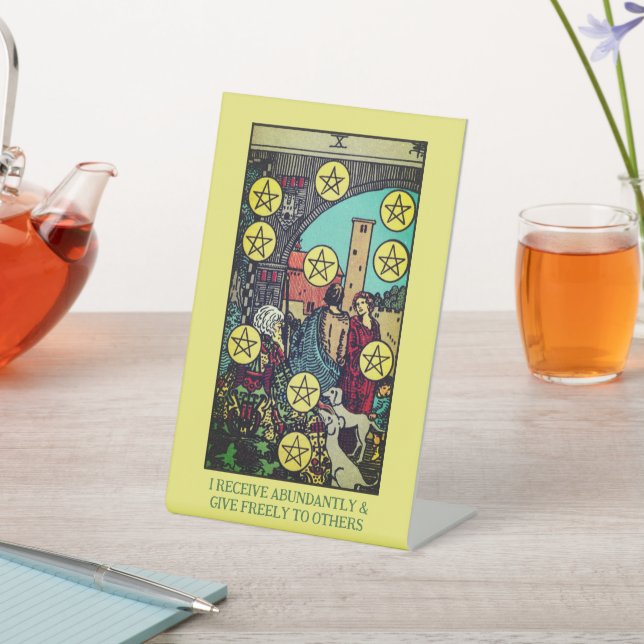 Wealthy And Abundant | Ten Of Pentacles Tarot Card Pedestal Sign (In SItu)
