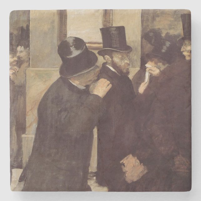 Wealthy Men at the Stock Exchange (by Edgar Degas) Stone Coaster (Front)