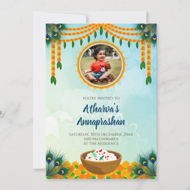 Weaning ceremony invite Annaprashan invites (Front)