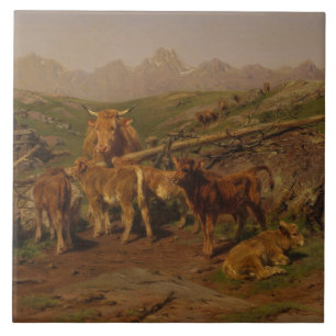 Weaning the Calves (Cow Farming) Ceramic Tile