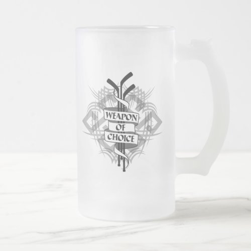 Weapon Of Choice Hockey Frosted Glass Beer Mug