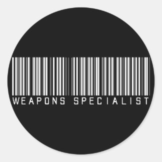 Weapons Specialist Bar Code Classic Round Sticker