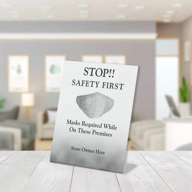 Wear a Face Mask Gray Business Pedestal Sign (Creator Uploaded)