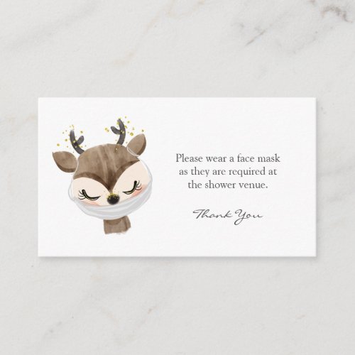 Wear a Face Mask Request Deer Baby Shower Enclosure Card