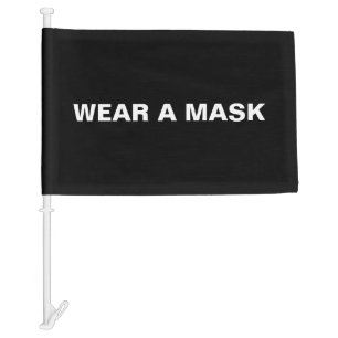 Wear a mask, black white minimalist car flag