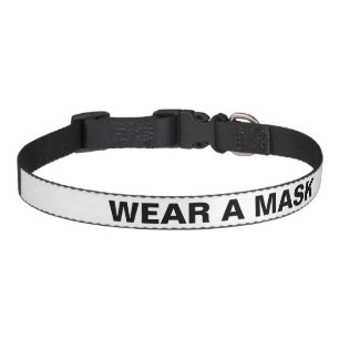 Wear a mask, black white minimalist Dog Pet Collar