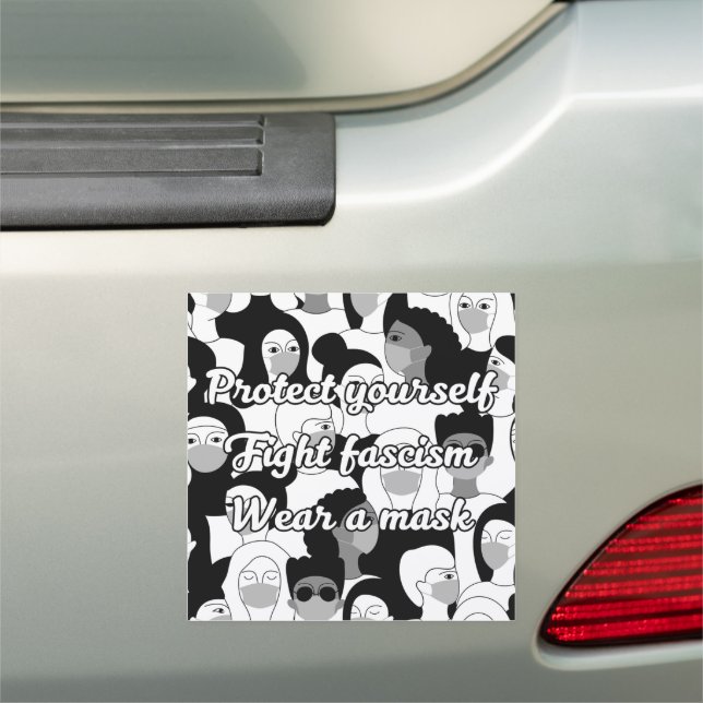 Wear a Mask Black & White Style Car Magnet (In Situ)