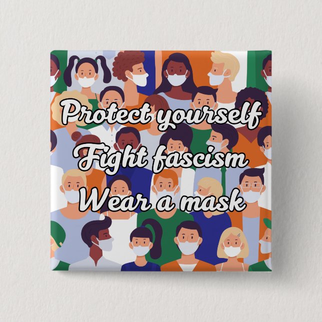 Wear a Mask Bright Style Button (Front)