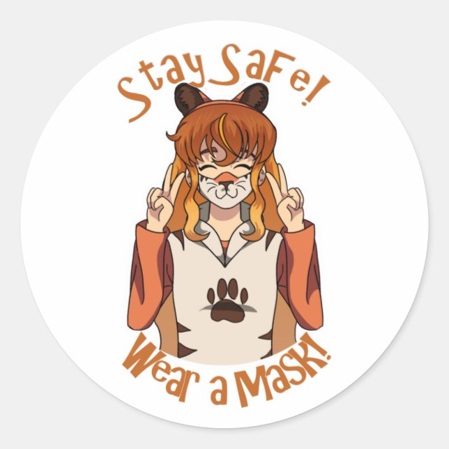 Wear a Mask! Classic Round Sticker (Front)